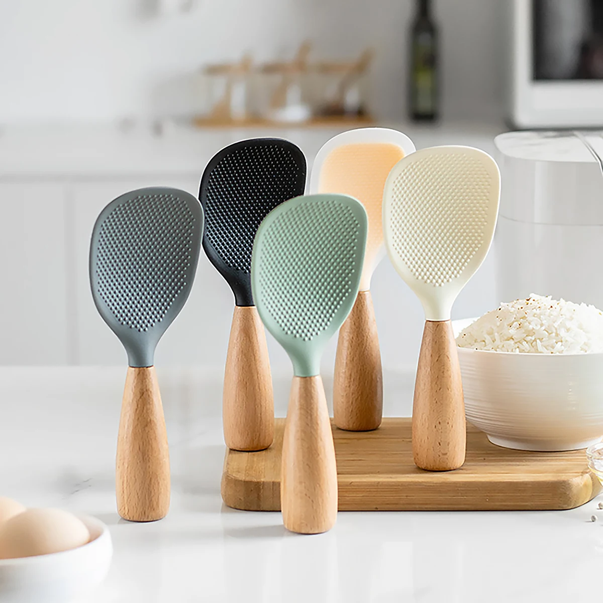 Kitchen Gadgets On Sale - Asılı silikon pirinç kaşığı mutfak pota