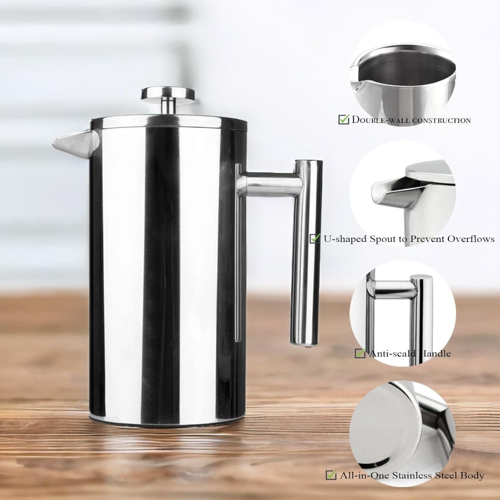 French Press Coffee Maker - French Press Kahve Makinesi, 304 Paslanmaz