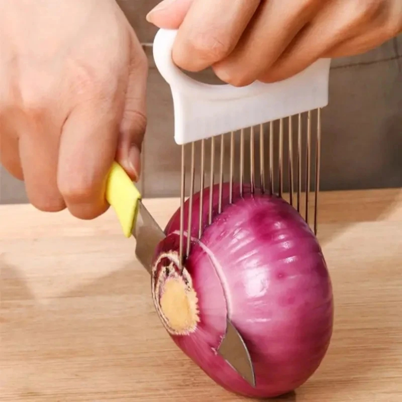 Kitchen Gadgets Cutting Tools - Paslanmaz Çelik Soğan Kesici Tutucu Gıda